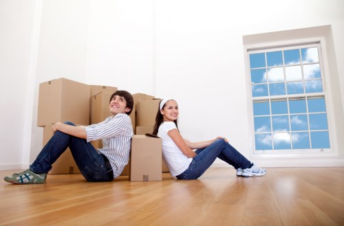 Furniture and boxes loaded into a removals van in Charlton