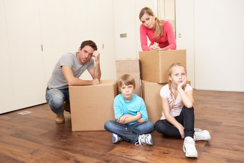 Packed boxes and furniture ready for local removals